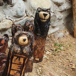 New! Chainsaw Carved Welcome Bear in a Stump